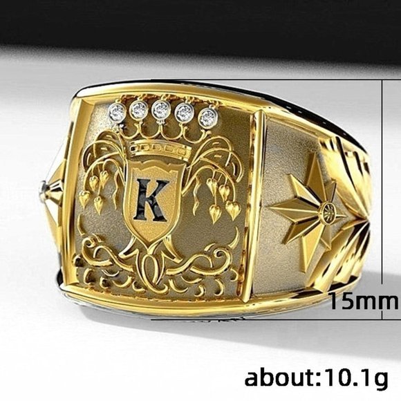 💝Unique Retro K for King Flip Cover Wide Vintage Punk Ring for Men,GPMB1… - Picture 3 of 3